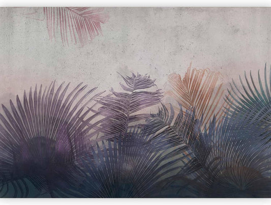 artgeist Wall Mural Jungle 173x124 in - Peel and Stick Self-Adhesive Wallpaper Removable Large Sticker Foil Wall Decor Print Picture Image Design Leaves Botanical Nature Purple Grey b-A-0827-a-a