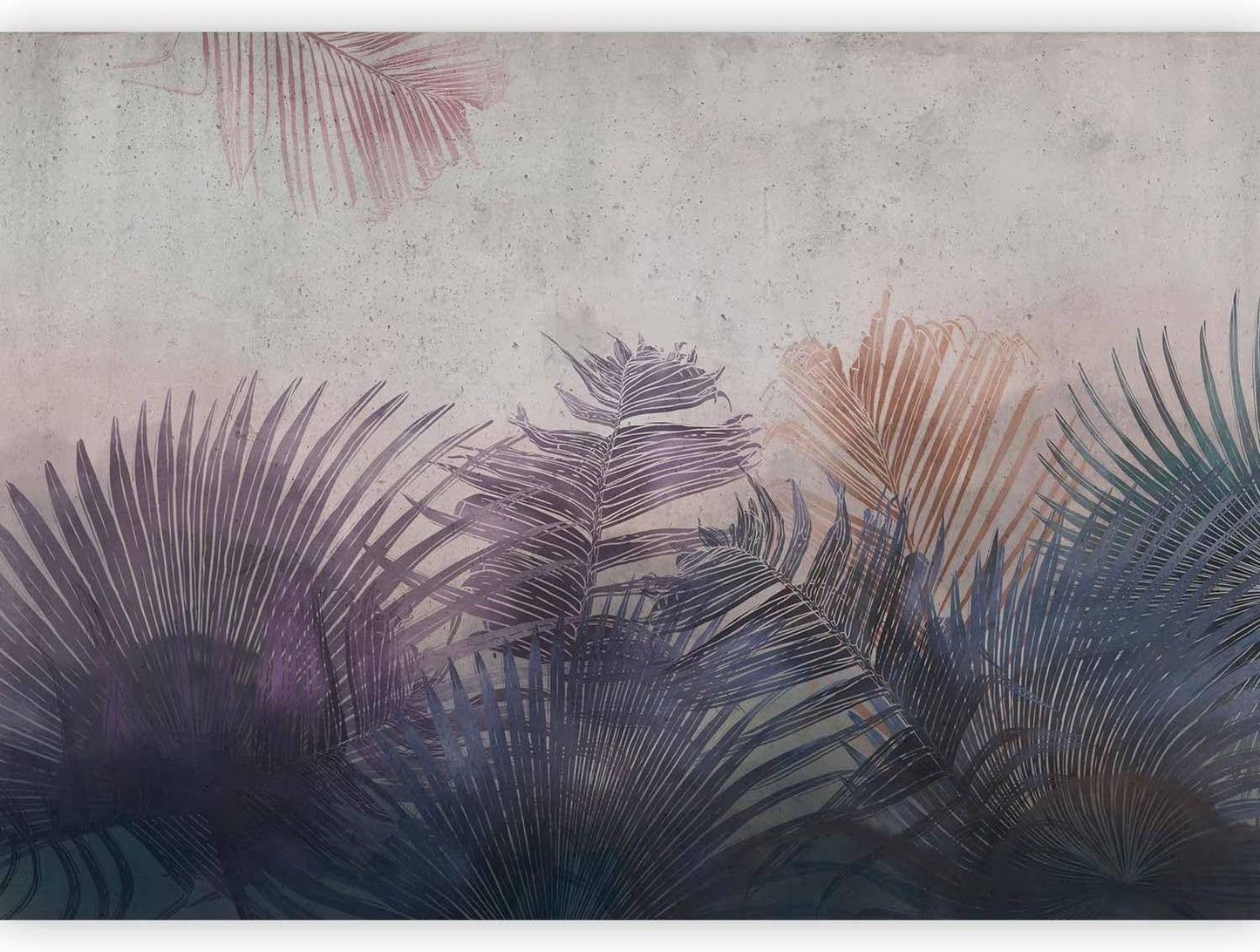 artgeist Premium Wall Mural Jungle 157"x110"XXL Non-Woven Wallpaper Fleece Wall Decor Photo Print Picture Image Design Leaves Botanical Nature Purple Grey b-A-0827-a-a
