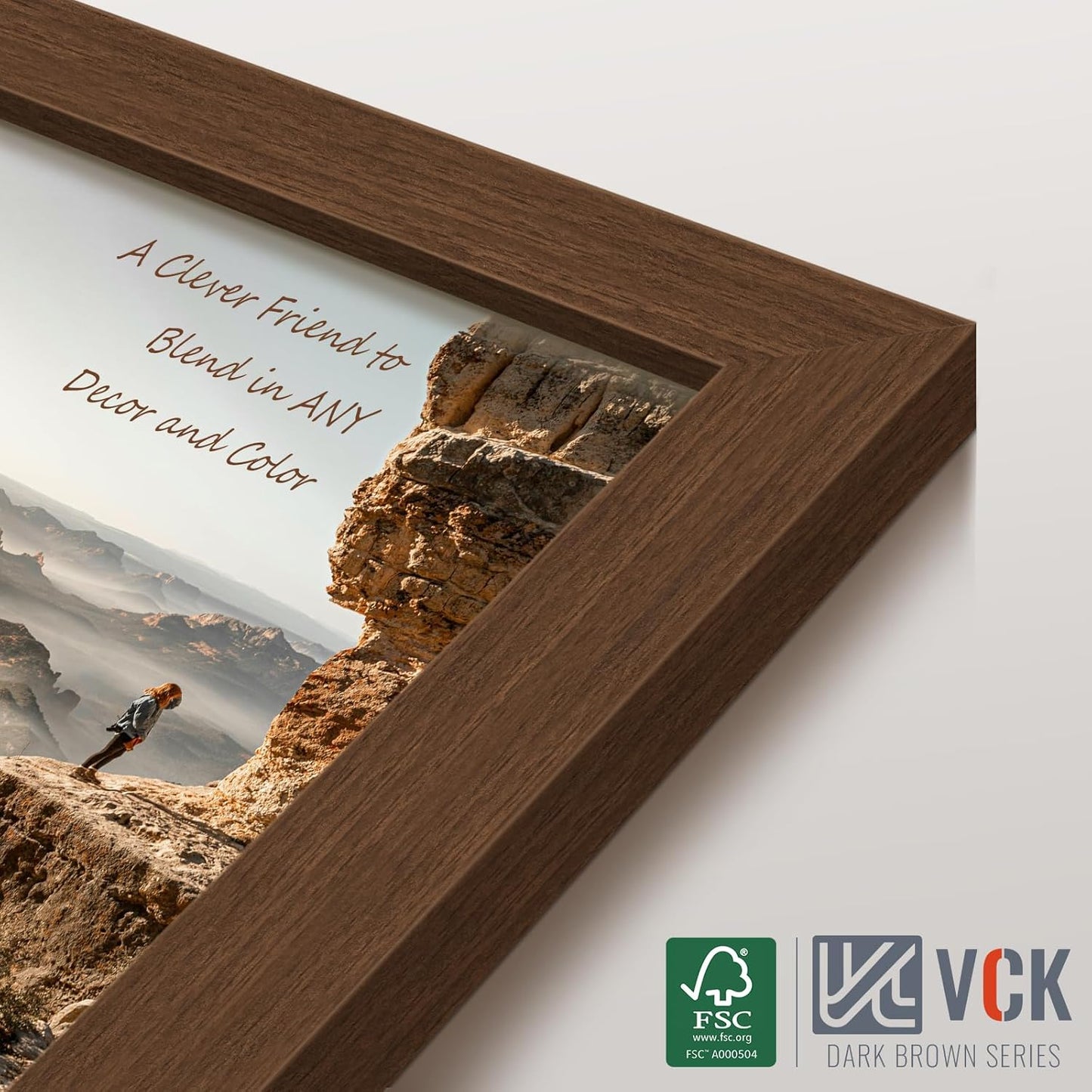 VCK 24x36 Brown Poster Frame 3 Pack, Wood Picture Frame with Exclusive Wood Grain, Wall Mounting Hanging