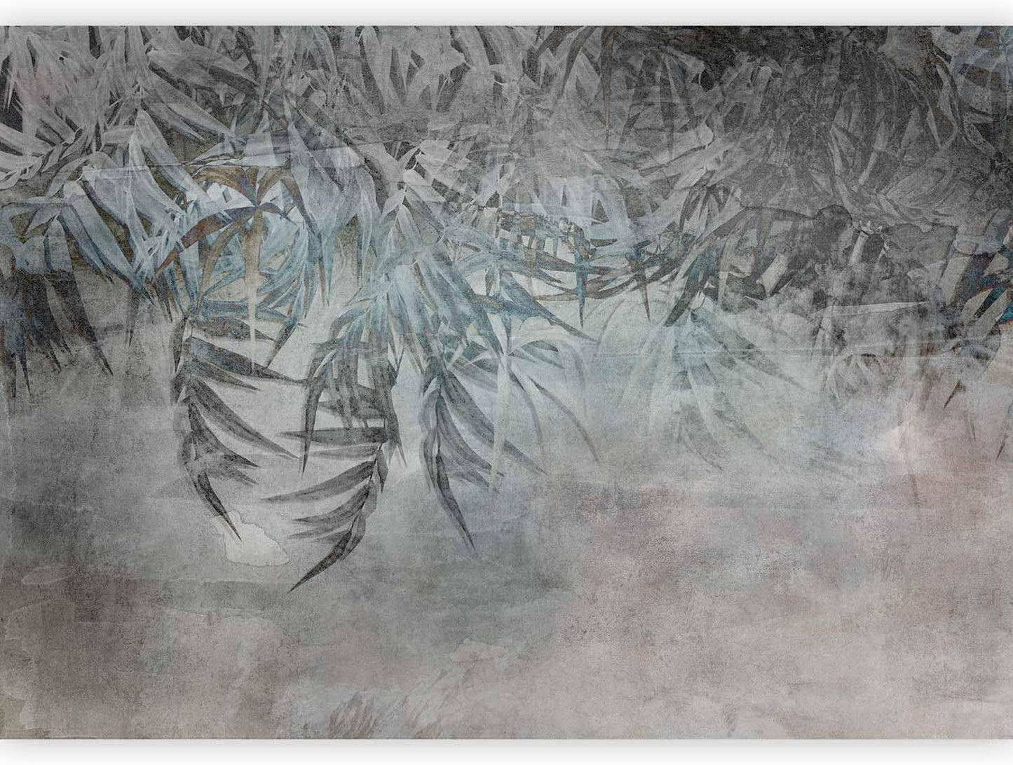 artgeist Wall Mural Leaves 118x83 in - XXL Non-Woven Wallpaper Fleece Wall Decor Photo Print Picture Image Design Palm Leaves Concrete Nature Grey b-C-10103-a-a