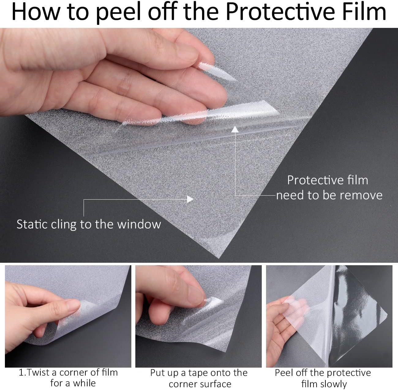 HIDBEA Frosted Window Privacy Film Heat Control UV Blocking, Static Cling Non-Adhesive Reusable Door coverings for Bathroom Home Office (Frosted 29.5 Inch x 9.8 Feet)