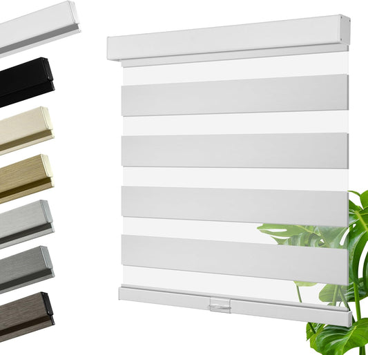 Cordless Zebra Blinds for Windows, Blackout Interior Blinds,Easy to Install,UV Protection,for Offices and Home,Custom Roller Shades, Solid White, 18" W x 80" H