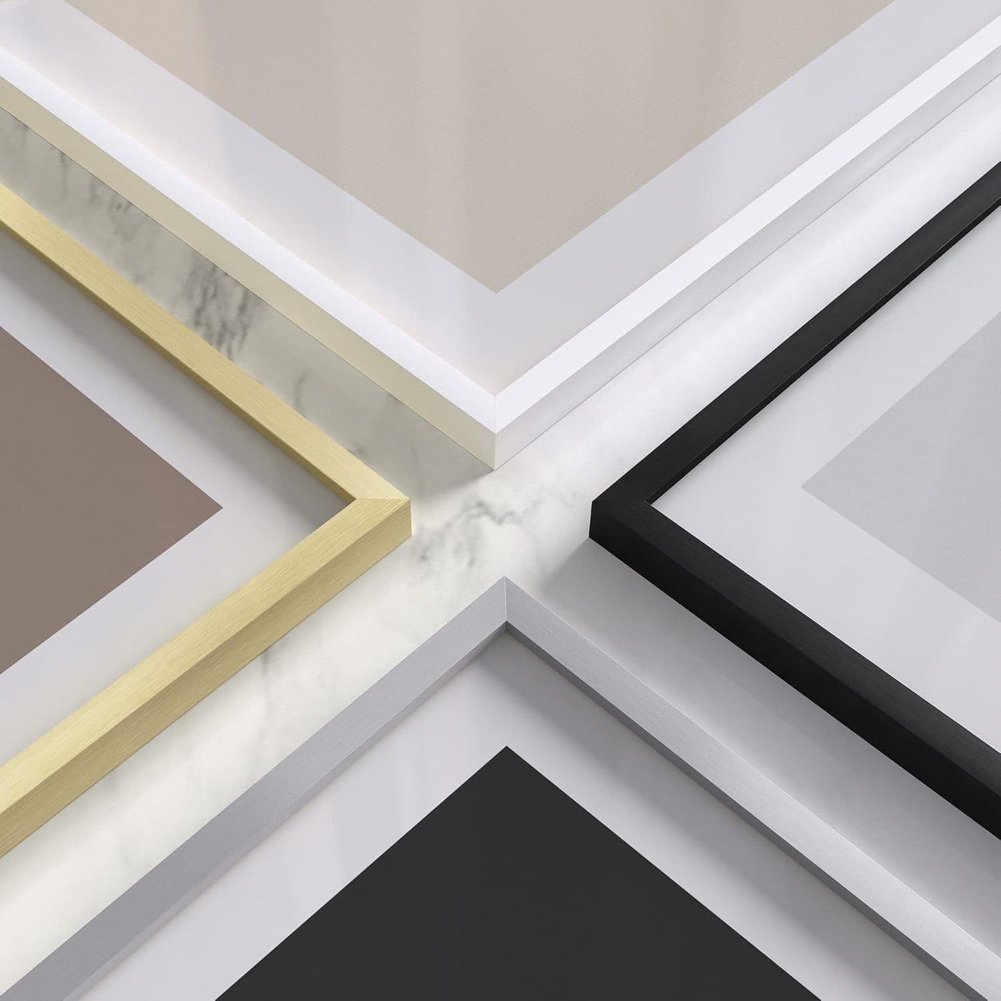 HAUS AND HUES 8.5x11 White Metal Picture Frames - Features Premium Aluminum, Vertical & Horizontal Hang, Shatterproof Plexiglass - Perfect for Home, Room, Office (8.5x11 in, White, Set of 9)