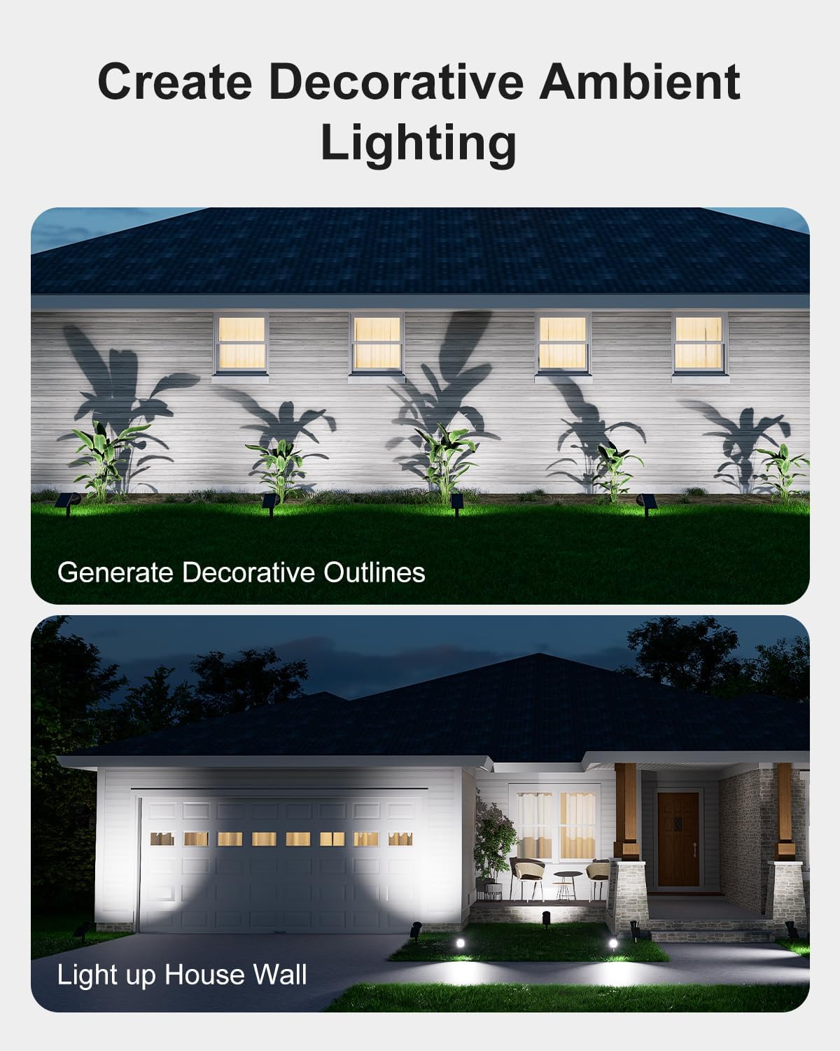 4 Pack Solar Spotlights Outdoor Waterproof for Tree, Statue, Flower, Pot, Bush, Wall, Bright LED Outside Landscape Flood Lights for Security Uplighting Yard, Garden, Driveway, Walkway, House, Fence