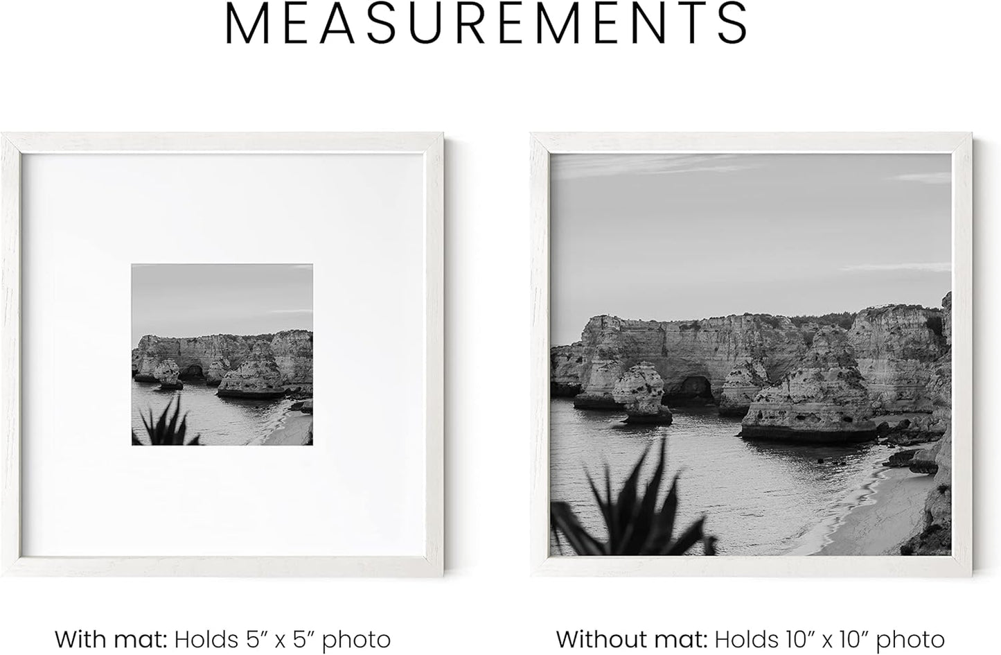 HAUS AND HUES Solid Oak Wood 10”x10” Picture Frames Matted to 5”x5” Set of 9-10 x 10 Gallery White Frames, Square 10x10 Picture Frames, 10x10 Frames with Mat, White Frames for Gallery Wall