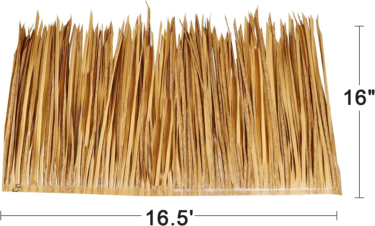 16.5ft Tiki Straw Roof Thatch-Mexican Style Artificial Palm Thatch Rolls Tiki Bar Hut Grass Duck Boat Blinds Grass Palapa Thatch Roofing for Garden Patio Umbrella Fence Party Decoration (198'' x 16")