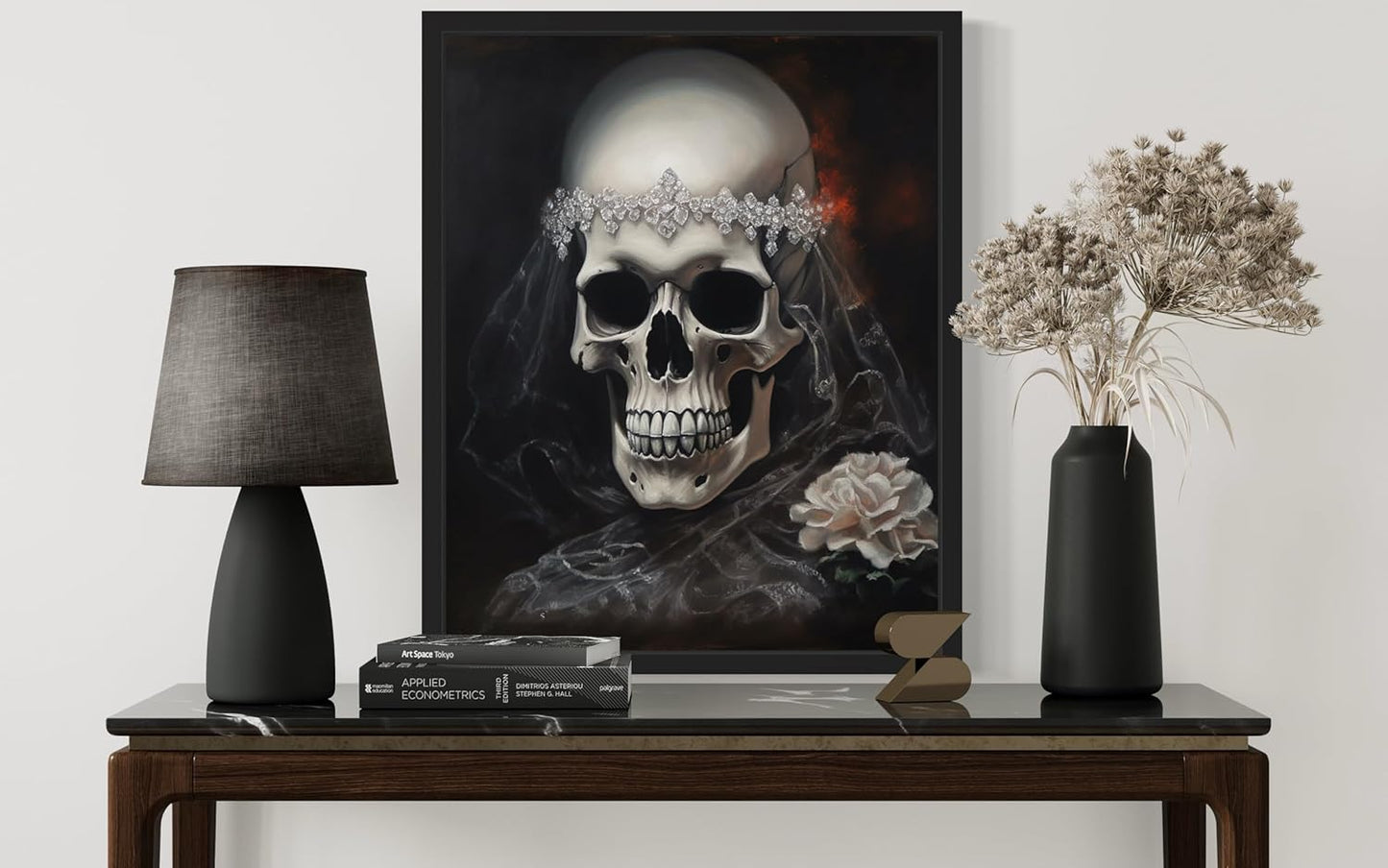 Skull Bride Poster Art Print, Halloween Scary Vintage Wall Art Academia Spooky Painting Decoration for Horror Prints, Gothic Posters Bedroom Decor 89 (Skull Bride, 16 x 20 inches, Unframed)