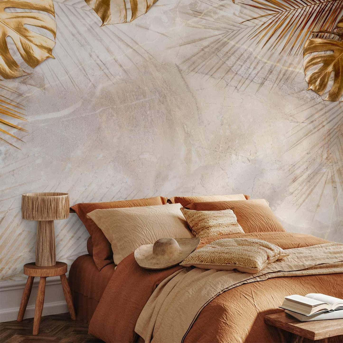 artgeist Wall Mural Tropical Leaves 173x124 in - Peel and Stick Self-Adhesive Wallpaper Removable Large Sticker Foil Wall Decor Print Picture Image Design Monstera Palm Green Leaves b-C-0788-a-a