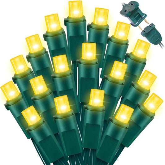 100 Count Yellow - String Lights - 21.6FT LED Christmas Lights, Mini led Lights for Indoor Outdoor Home Holiday Party Wedding Independence Day Decoration