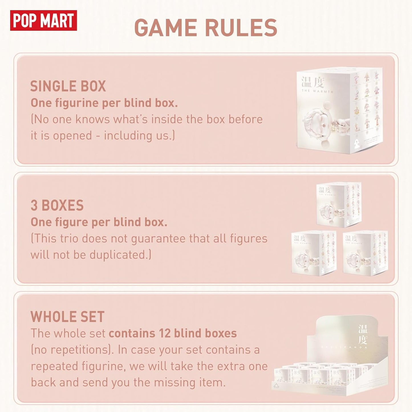 POP MART SKULLPANDA Warmth Series, SKULLPANDA Blind Box Figures, Random Design Action Figures Collectible Toys Home Decorations, Holiday Birthday Gifts for Girls and Boys, Single Box