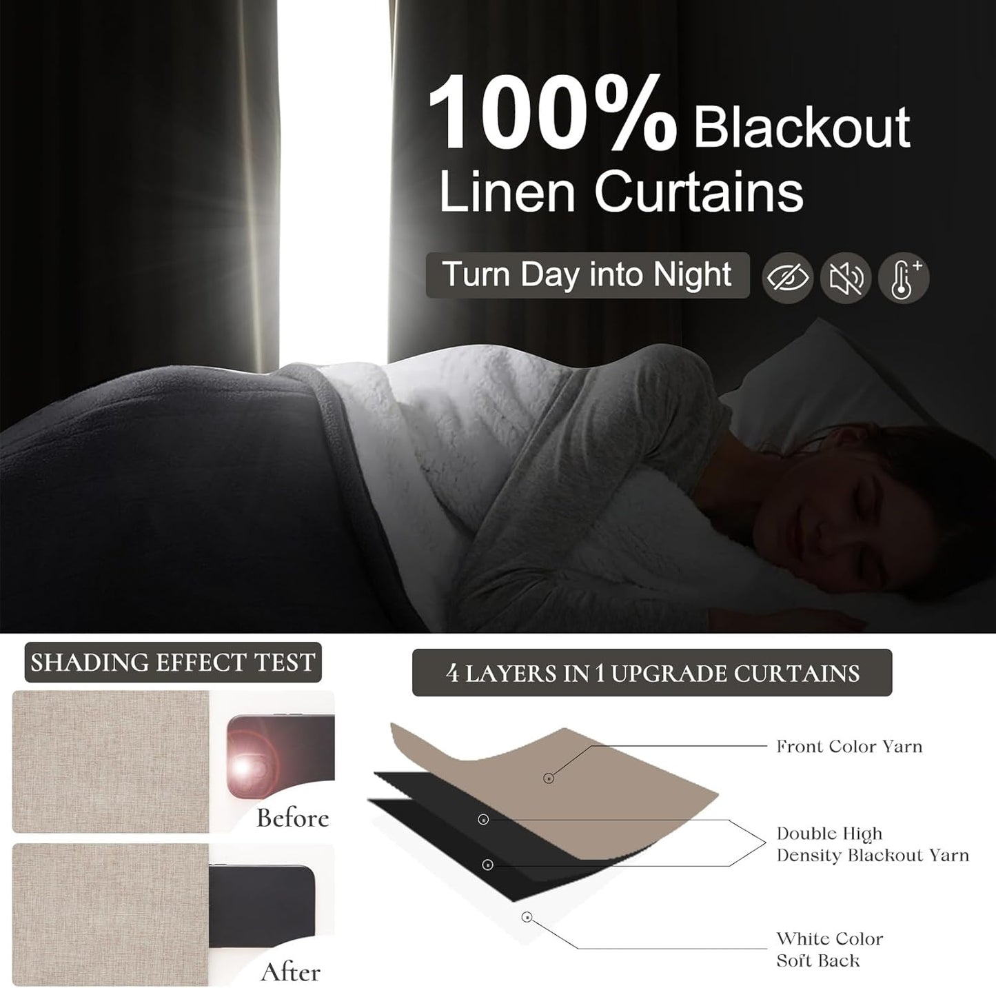 Extra Long 132 Inches Blackout Curtains for High Ceiling Living Room Large Window Pinch Pleated Tall Drapes Noise Cancelling Thermal Light Blocking Farmhouse Luxury(40"Wx132"x2 Panels Linen)