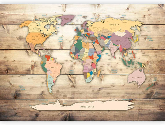artgeist Wall Mural World Map 193x138 in - XXL Peel and Stick Self-Adhesive Wallpaper Removable Large Sticker Foil Wall Decor Print Picture Image Design Map of The World k-B-0009-a-b