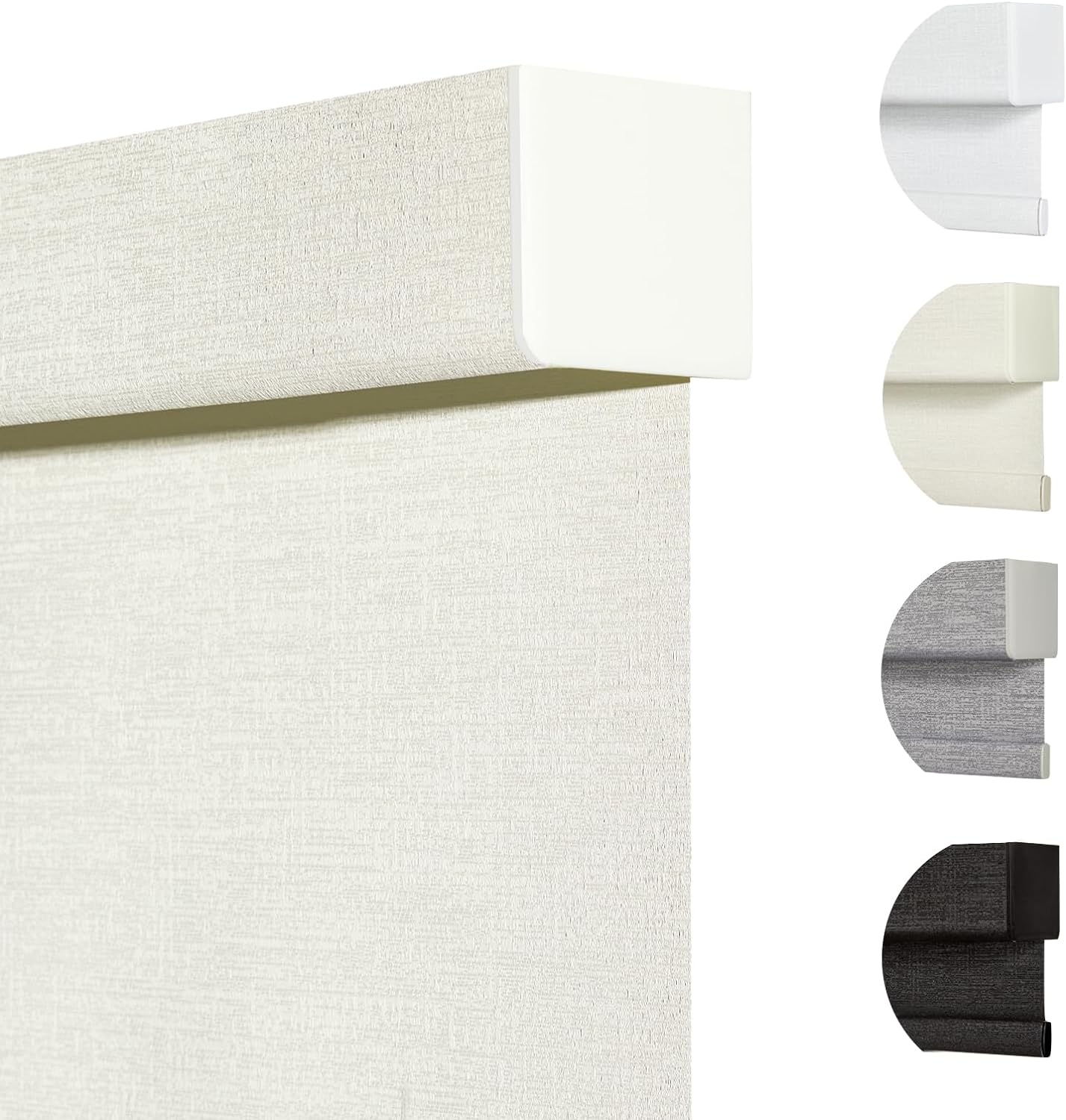 Persilux Blackout Shades for Windows Cordless Roller Blinds, Roller Windows Shades for Home with Fabric Attached Valance, UV Protections Easy Installation for Door/Office, Limestone(44" W x 84" H)
