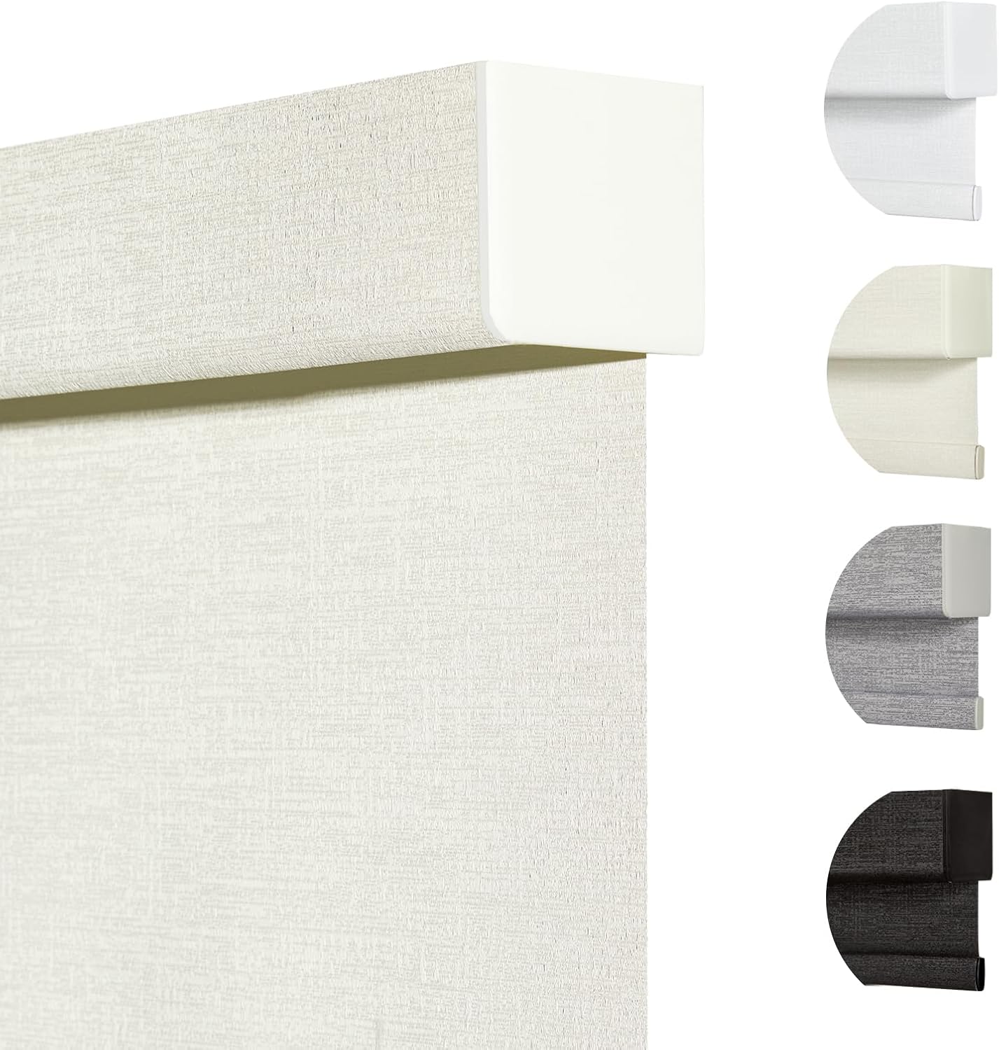 Persilux Blackout Shades for Windows Cordless Roller Blinds, Roller Windows Shades for Home with Fabric Attached Valance, UV Protections Easy Installation for Door/Office, Limestone(27.5" W x 72" H)