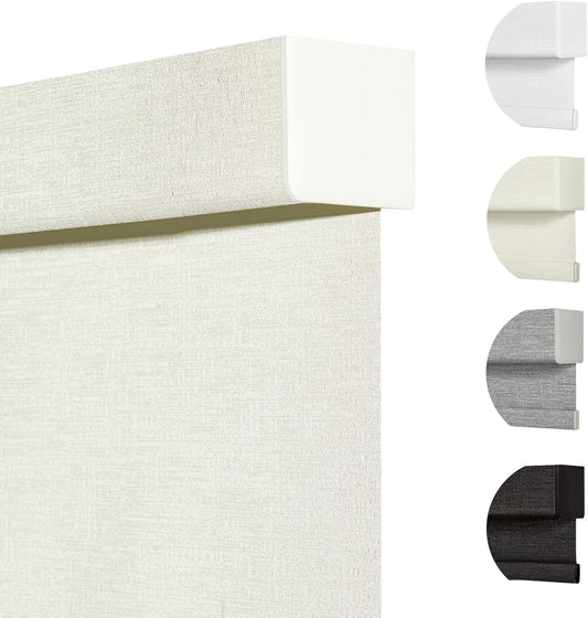 Persilux Blackout Shades for Windows Cordless Roller Blinds, Roller Windows Shades for Home with Fabric Attached Valance, UV Protections Easy Installation for Door/Office, Limestone(81" W x 84" H)