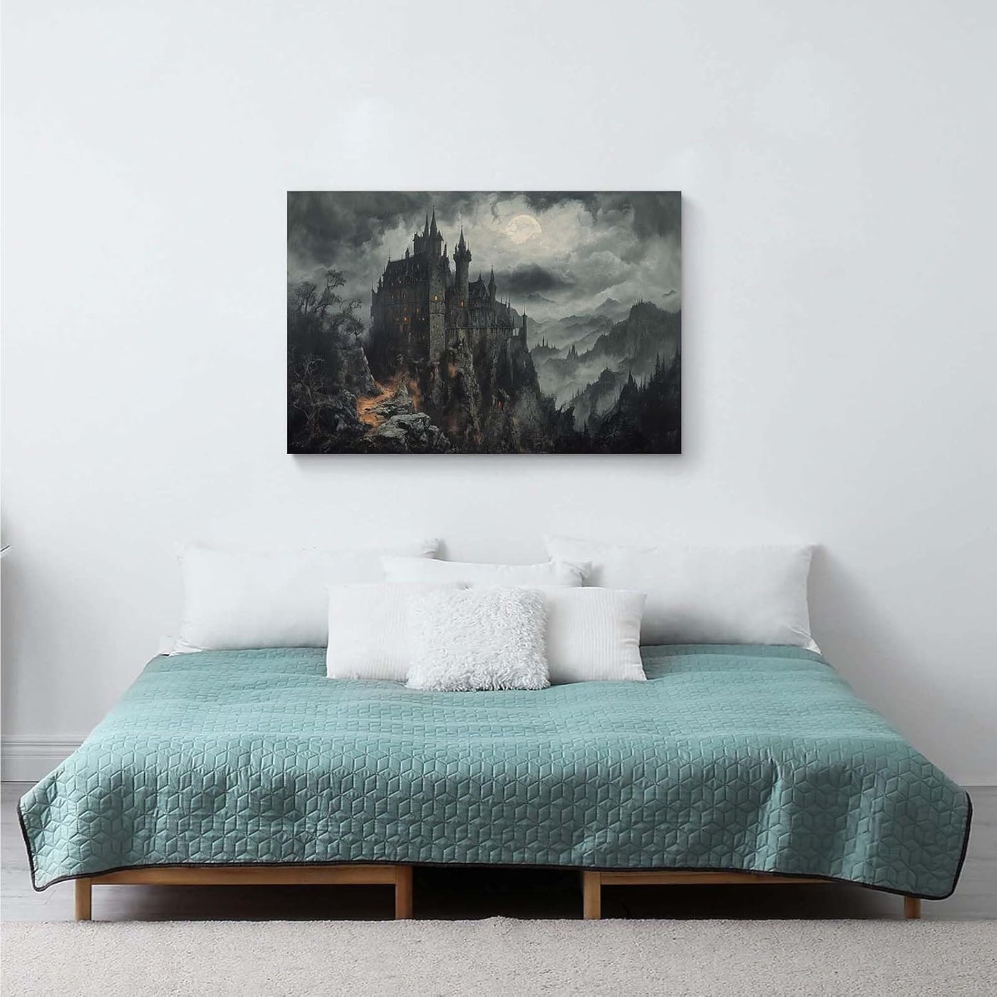 Vintage Castle Poster Dark Academy Victorian Gothic Castle Wall Art Poster Moody Mystical Art Print Suitable for Home Living Room Bedroom16x24in Wood Framed