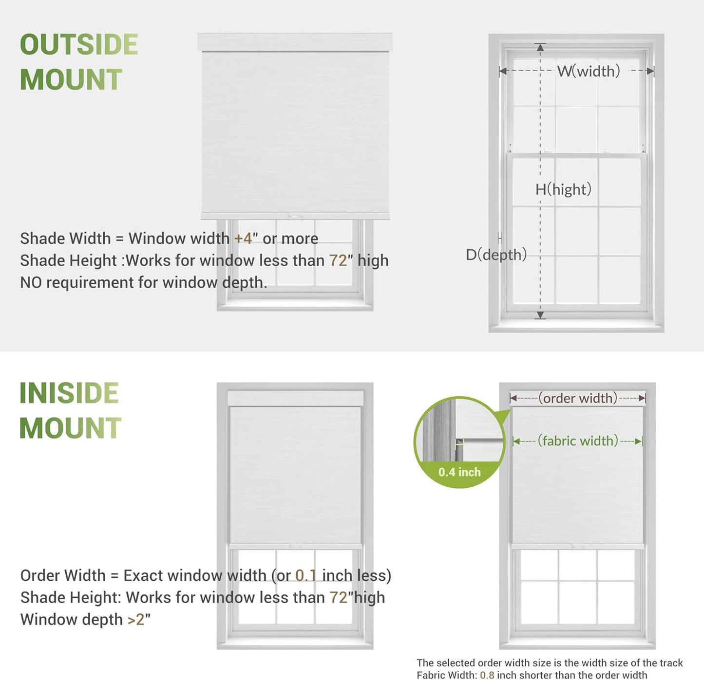 Blackout Roller Shades for Indoor Windows, Cordless Jacquard Fabric-Matched Roller Blinds, Easy to Install Privacy UV Protection Roll Up Blinds for Home Office, Pure White, 25" W x 72" H