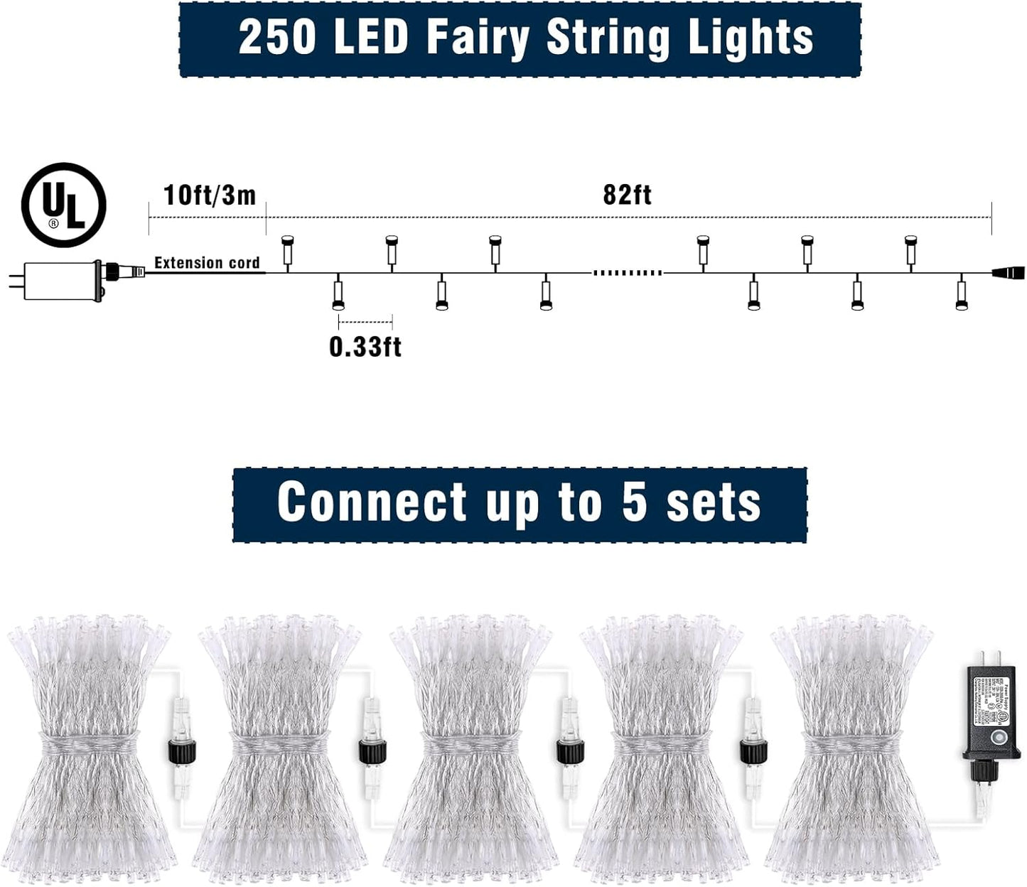 250 LED Purple Halloween Lights, 82 FT Christmas Lights Indoor Outdoor 8 Modes Plug in Waterproof Purple String Lights for Tree Christmas Halloween Thanksgiving Decorations