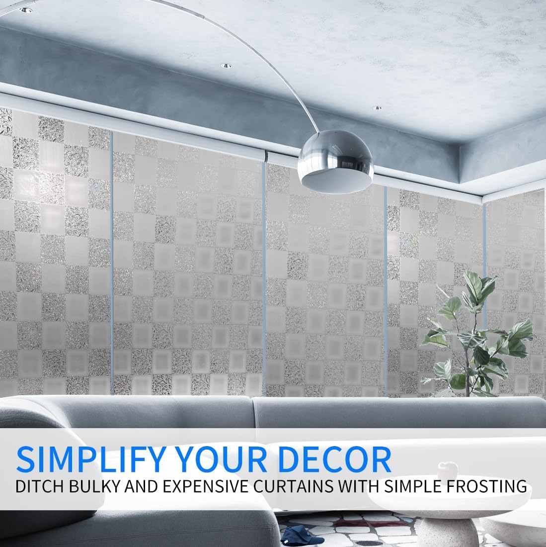 Window Film Privacy Day and Night with Installation Tools, Static Cling Glass Film Ideal for Home Shower Office Glass Door (White, 17.5X196.9 Inch)