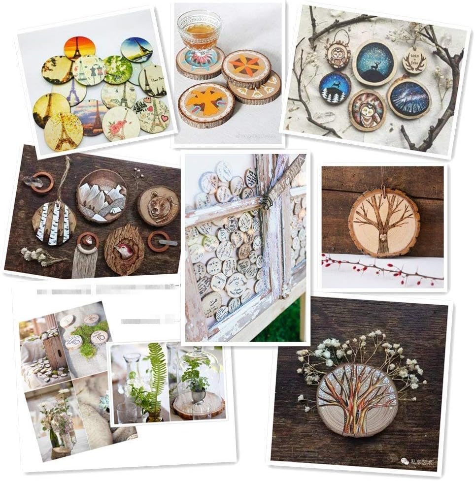 Wood Slices TICIOSH Craft Unfinished Wood kit Predrilled with Hole Wooden Circles for Arts Wood Slices Christmas Ornaments DIY Crafts 30 Pcs 2.7-3.1 inches