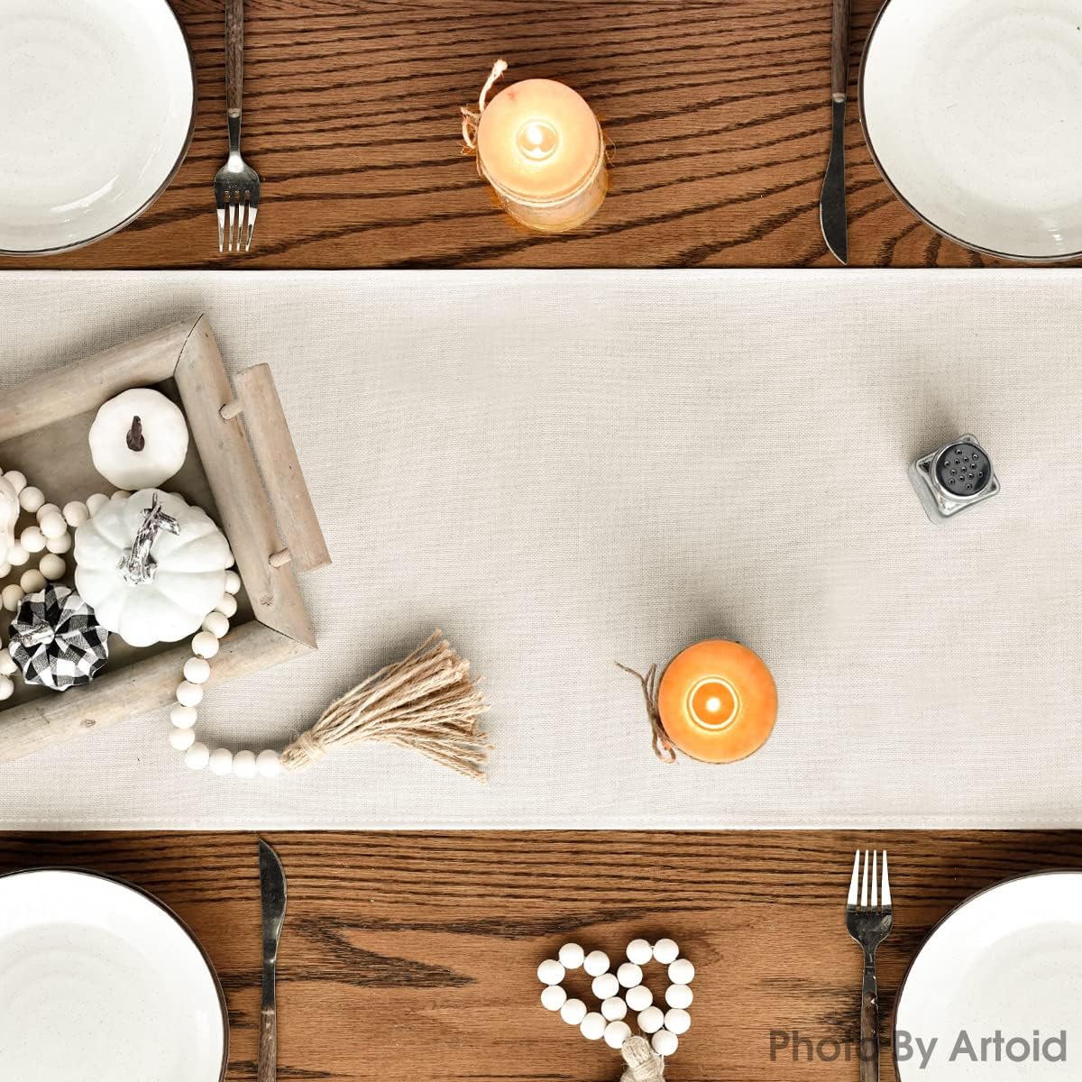 Artoid Mode Aqua Hello Pumpkin Leaves Fall Table Runner, Seasonal Autumn Kitchen Dining Table Decoration for Home Party Decor 13x48 Inch