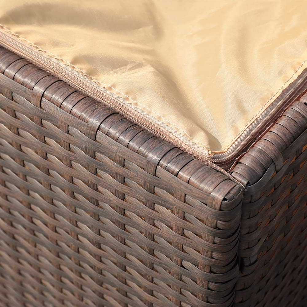 Super Patio Wicker Outdoor Patio Storage Box Waterproof, Rattan Storage Bin Deck Box for Cushions, Garden Tools, 88 Gallon, Brown