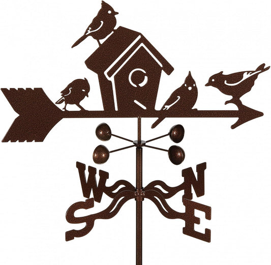 EZ Vane Birdhouse Weathervane — 4-Sided Mount, Wind Cups, Antique Copper Finish, Steel with Durable Triple Powder Coating, Handcrafted in USA