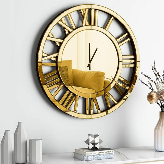SHYFOY Large Wall Clock Decorative, 39" Oversize Clock for Wall Decor Mirrored Finishing, Luxury Modern Living Room Home Decor, Battery Operated Office Clocks Easy to Hang