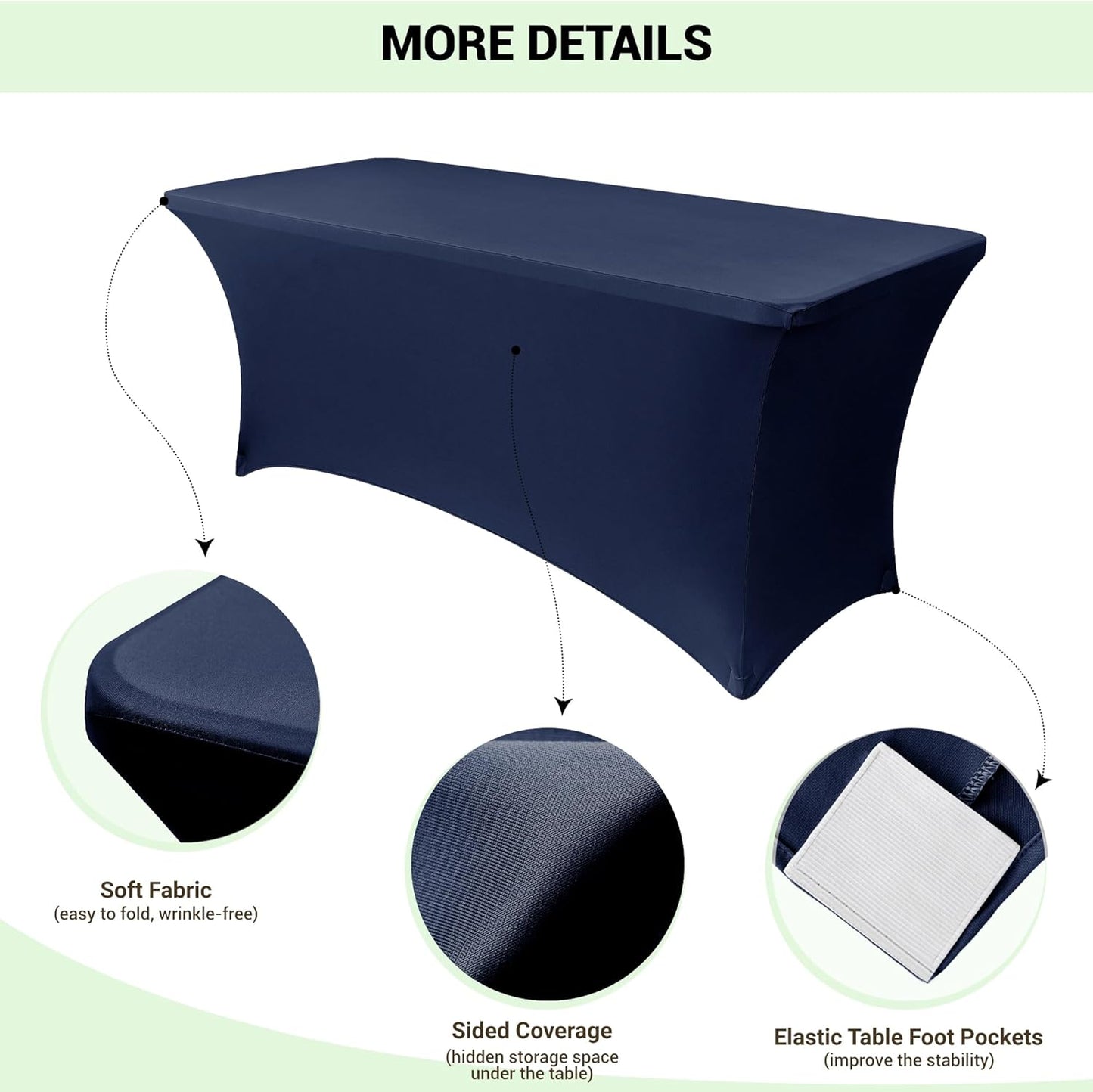Obstal 4ft Stretch Spandex Table Cover for Standard Folding Tables - Universal Rectangular Fitted Tablecloth Protector for Wedding, Banquet and Party