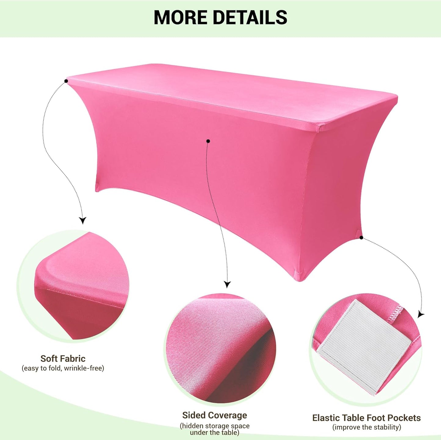 Obstal 6ft Stretch Spandex Table Cover - 4 Pack Universal Rectangular Fitted Tablecloth Protector for Wedding, Banquet and Party (Dark Pink, 72L x 30W x 30H Inches)