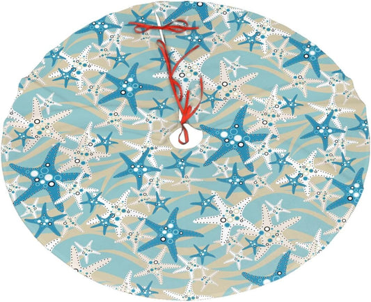 Christmas Tree Skirt,Beach Starfish Xmas Tree Skirt Rustic Farmhouse Tree Skirt for Christmas Decor Xmas Holiday Home Party Decorations30