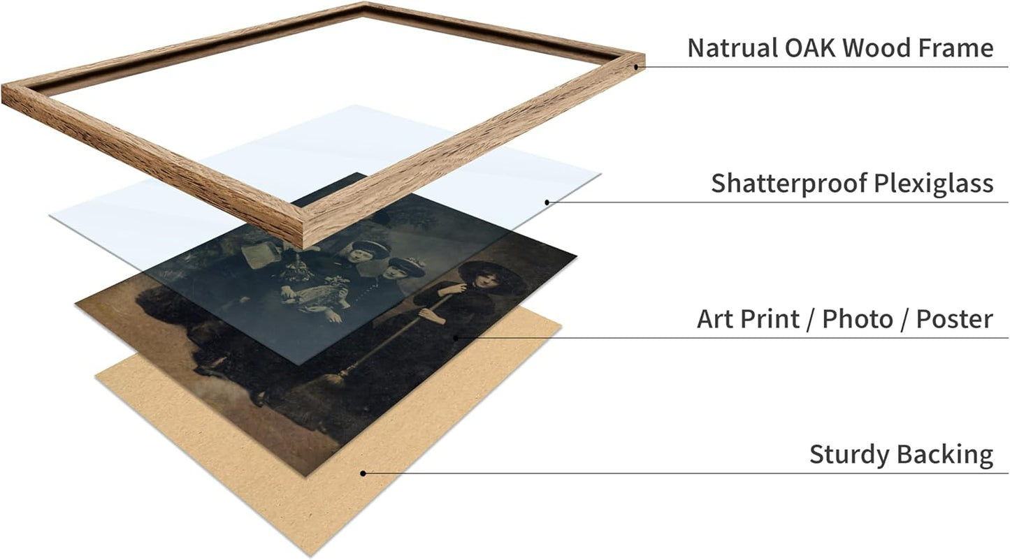 Poster Master Vintage Photograph Poster - Retro Halloween Print - Gift for Artist, Friend - Four Witches Wearing Robes, Sabbath, Coven, Sorcery - Wall Decor for Home, Office, 11x14 Beige Framed