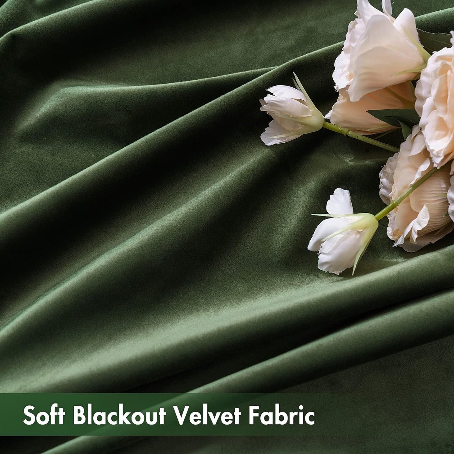 MIULEE Olive Green Velvet Curtains 96 Inches Long, Thermal Insulated Blackout Drapes for Bedroom Living Room Patio Door, Light Blocking Window Panels, Rod Pocket, Set of 2 W66 x L84