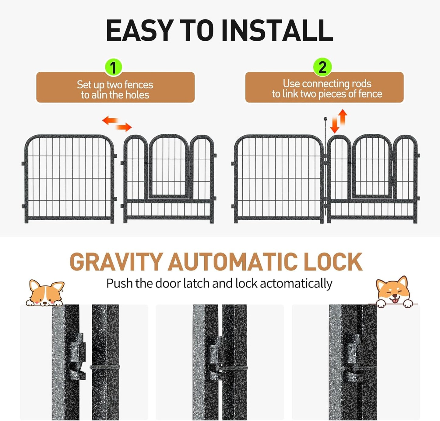 Metal Dog Playpen, 40 Inch Height 16 Panels, Large Dog Fence for Large/Medium/Small Dogs Indoor & Outdoor Bliss, Perfect Dog Pen for Camping, Yard, and RV | Black-Silver