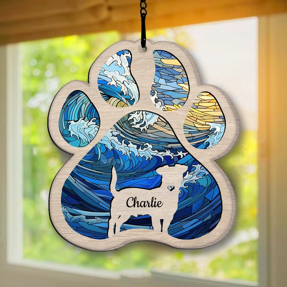 IZI POD Personalized Shih Tzu Suncatcher Dog Memorial Gifts, Custom Shih Tzu Ornament Christmas Tree, Pet Remembrance Gift, Loss of Dog Sympathy Gift, Pets Memorial Ornament, Pet Loss Suncatcher