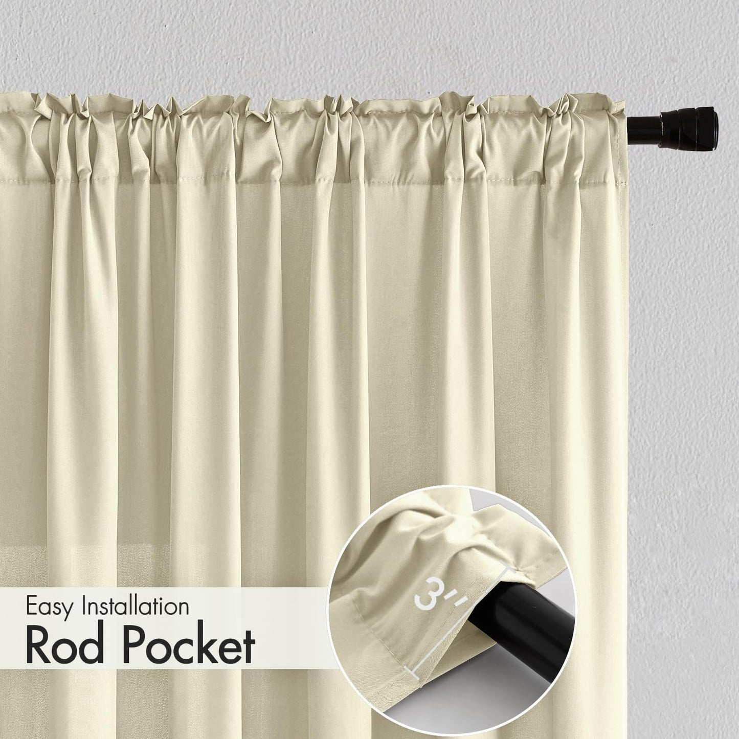 MIULEE Cream Beige Privacy Sheer Curtains That Let Light in 72 Inches Long Non-See-Through Semi Sheer Curtain Light Filtering Window Curtains Drapes for Living Room Bedroom 2 Panels Set 42 X 72