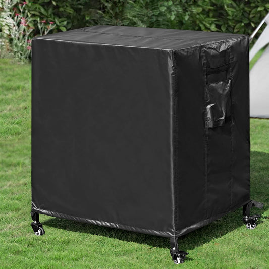 Stainless Steel Grill Cart with Cover Pizza Oven Stand with Water-Proof Cover Trolley Table with Wheels Three-Shelf Movable Food Prep and Work Cart Table Heavy Duty Grill Cart Outdoor 31.5"×24"×35.5"
