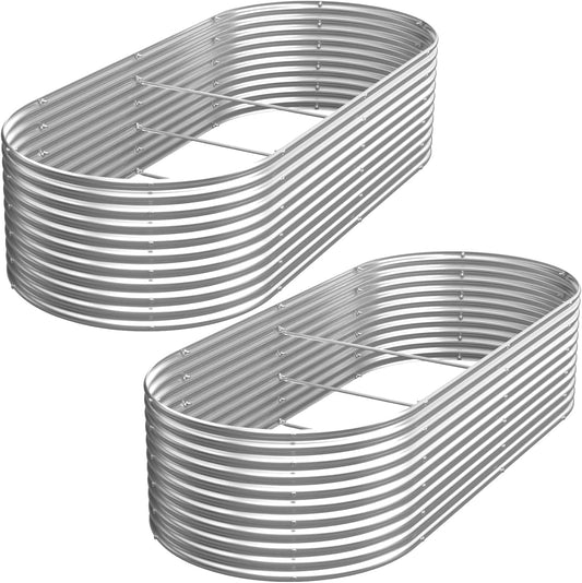 2 Pack 6x3FT Tall Galvanized Raised Garden Bed Outdoor,Metal Garden Bed for Vegetables,Steel Raised Beds for Gardening,Above Ground Garden Box for Flower-TA0