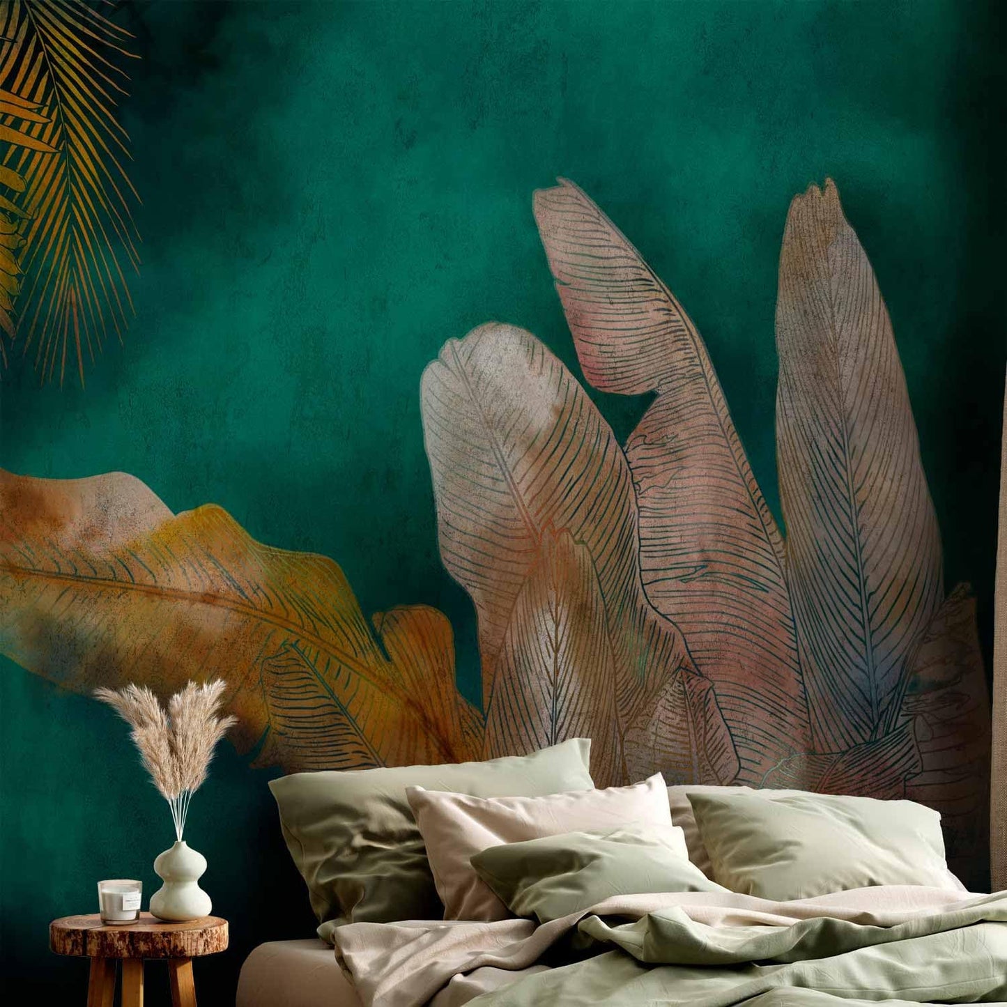 artgeist Premium Wall Mural Jungle 157"x110"XXL Non-Woven Wallpaper Fleece Wall Decor Photo Print Picture Image Design Leaves Green Yellow Nature b-A-0825-a-a