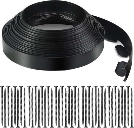 LINSHRY 66FT Landscape Edging, 2 Inch Tall No Dig Garden Border Edging with 60pcs Spikes, Plastic Paver Edging Lawn Edging for Landscaping, Flower Bed, Grass, Yard