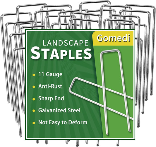 Landscape Staples Galvanized 6 Inch 120 Pcs, Metal Garden Stakes 1.6 Inch, Garden Staples for Lawn 11 Gauge