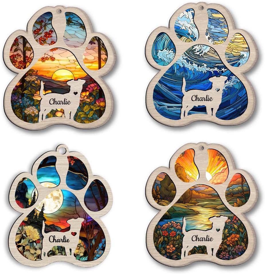 IZI POD Personalized Beagle Suncatcher Dog Memorial Gifts, Custom Beagle Ornament Christmas Tree, Pet Remembrance Gift, Loss of Dog Sympathy Gift, Pets Memorial Ornament, Pet Loss Suncatcher