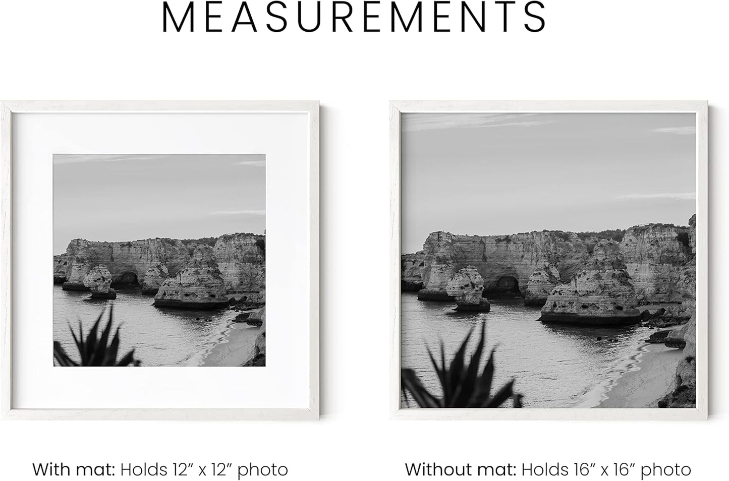 HAUS AND HUES 16x16 Square Picture Frames Set of 25 - Oak Wood Frames with Acrylic Cover, White
