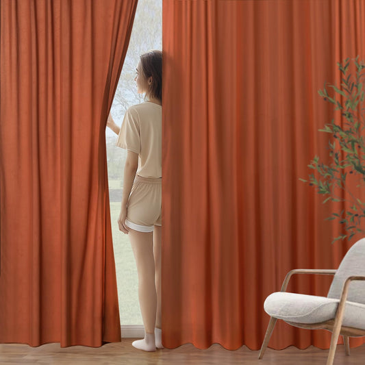 MIULEE Terracotta Privacy Sheer Curtains That Let Light in 72 Inches Long Non-See-Through Semi Sheer Curtain Light Filtering Window Curtains Drapes for Living Room Bedroom 2 Panels Set 42 X 72