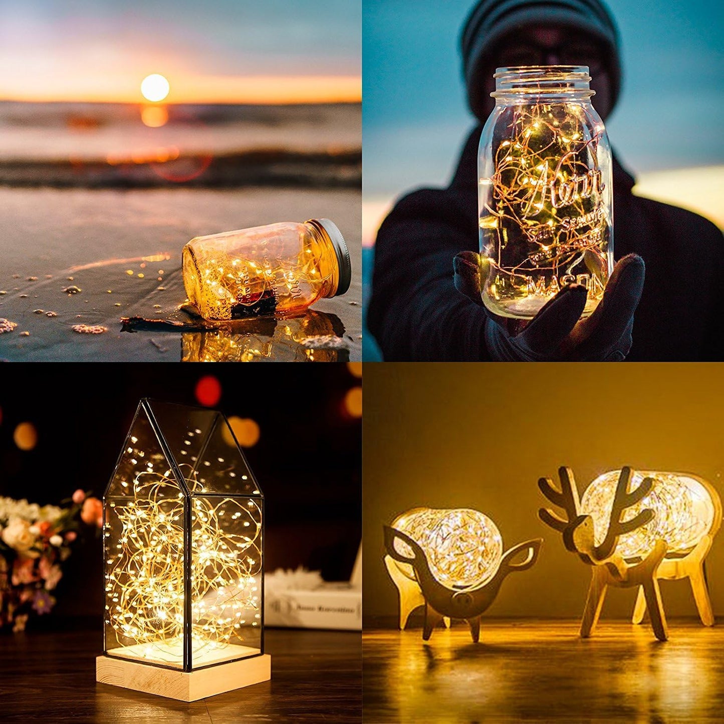 ANJAYLIA Fairy Lights, 10ft 30 LED Mini String Lights Battery Operated Firefly Starry Lights for Wedding, Bedroom, Party, Christmas, Warm White 2 Pack