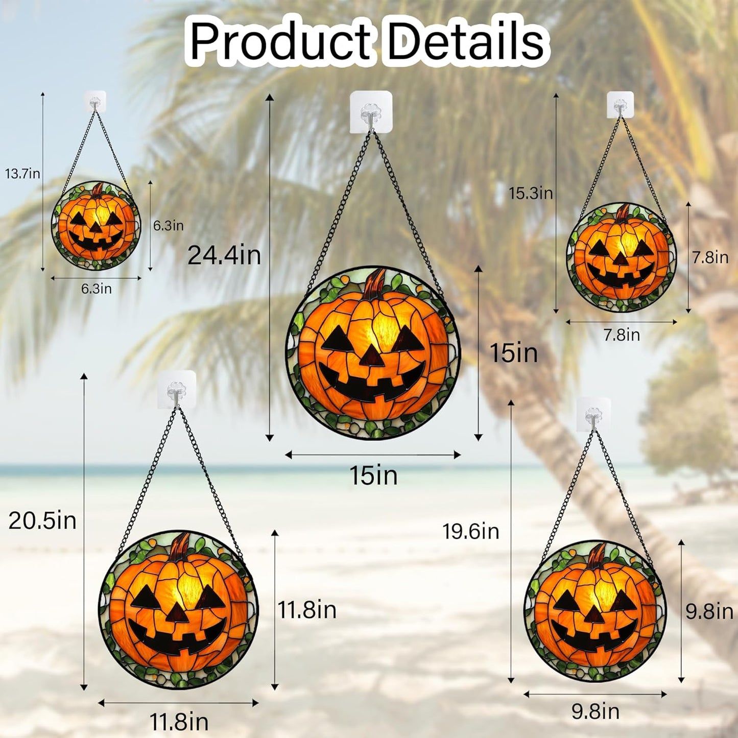 Stained Glass Window Hanging, Halloween Decorations Evil Pumpkin Suncatcher for Doors Garden Indoor Spooky Funny Orange Sun Catchers Gothic Decor Horror Gifts for Women Men Friend 11.8 in