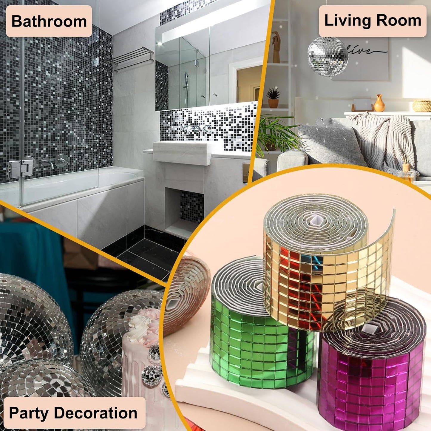PATIKIL 5x5mm Self Adhesive Mirrors Mosaic Tiles, 3600 Pcs Square Mini Glass Mosaic Disco Tile Sticker for DIY Craft Disco Ball Party Decoration, Blue