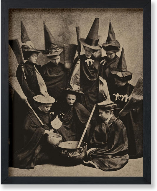 Poster Master Vintage Witches Cooking Poster - Retro Witchcraft Print - Black Magic Art - Halloween Art - Gift for Men & Women - Gothic Decor for Living Room, Bedroom or Dorm - 8x10 UNFRAMED Wall Art