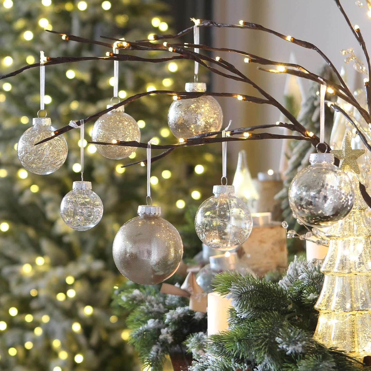 Sea Team 60 mm/2.36 Inch Set of Colourful and Sparkling Painted Ornaments and Hanging Baubles for Christmas Tree – 30 Pieces