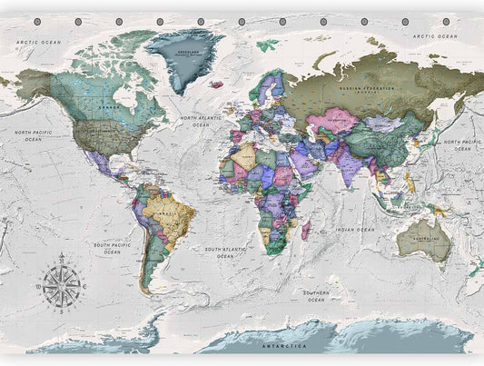 artgeist Wall Mural World Map 135x101 in - XXL Peel and Stick Self-Adhesive Wallpaper Removable Large Sticker Foil Wall Decor Print Picture Image Design Map of The World k-A-0380-a-a